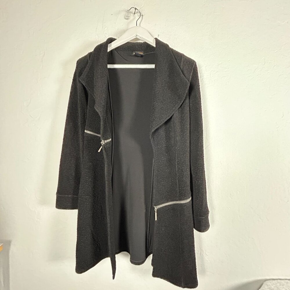 Eva Varro Barcelona Pebble Textured Knit Open Lapel Front Statement Jacket Small